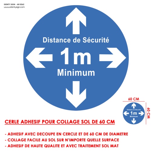 CERCLE ADHÉSIF POUR LE SOL - DISTANCIATION - 60 CM