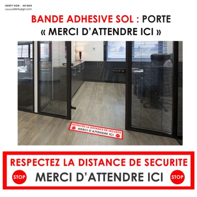 BANDE ADHSIVE SOL - SEUIL PORTE AVEC INSCRIPTION