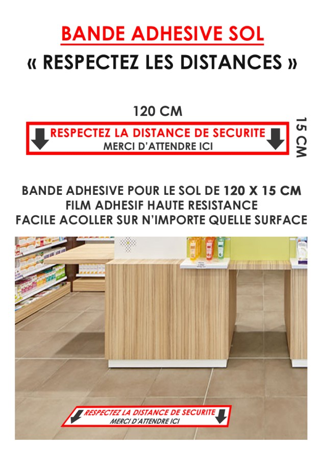 BANDE ADHÉSIVE SOL AVEC INSCRIPTION R/G